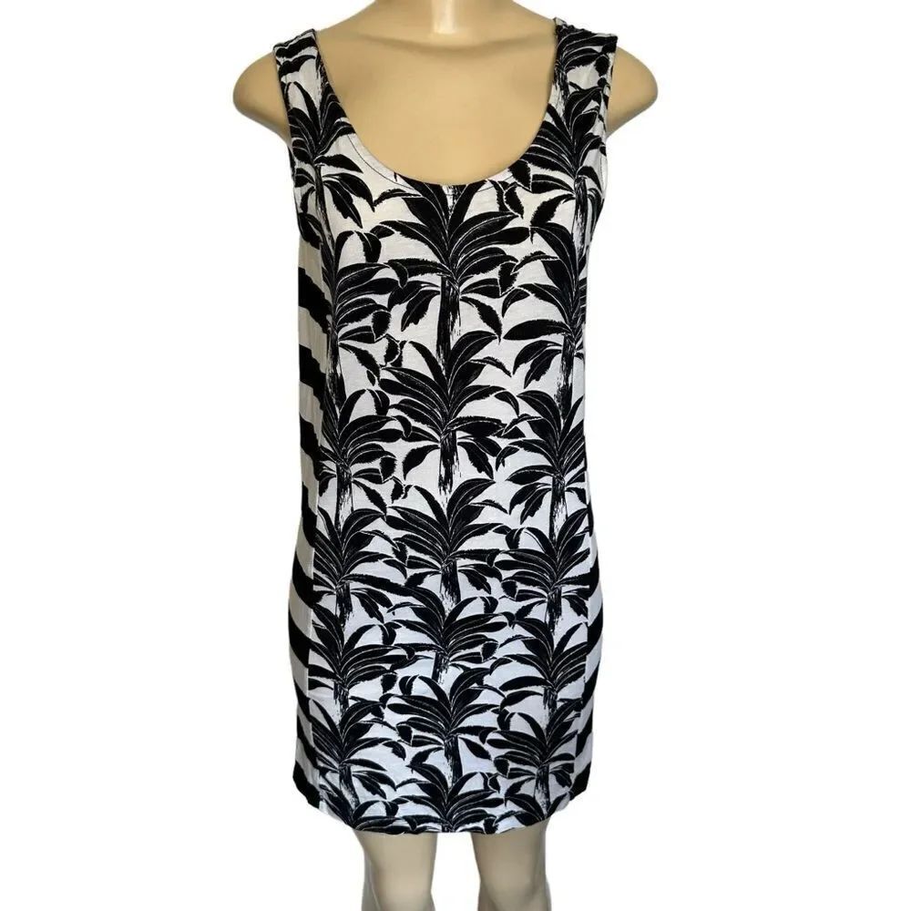 Chloe black and white tropical striped print T-shirt mini dress size 4 / small